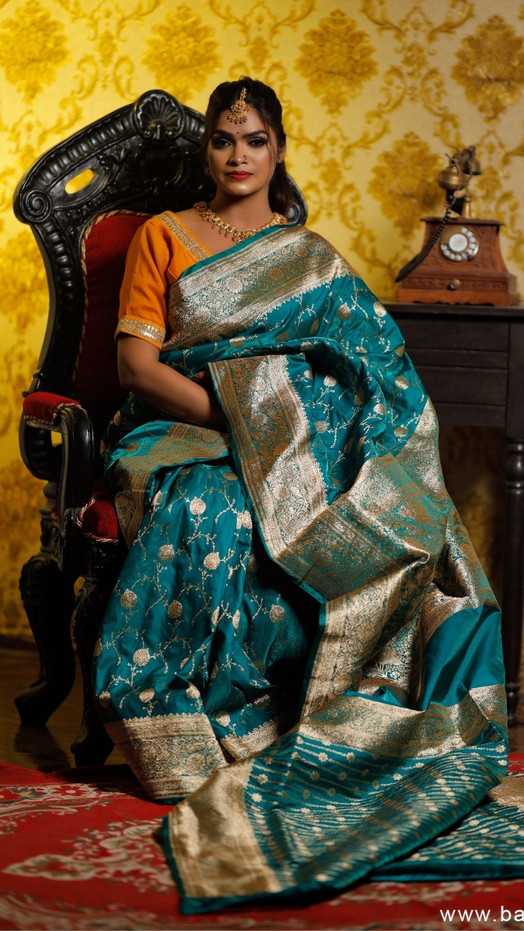 Amber Blue Katan Silk Dual Zari Banarasi Saree