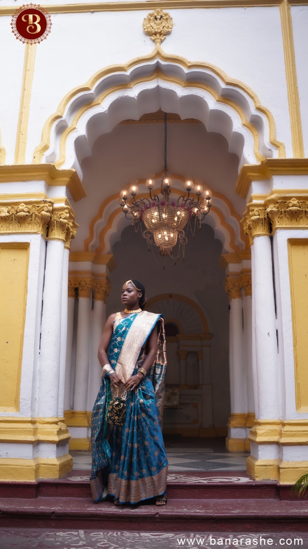 Blue with Silver-Gold Zari Pure Katan Silk Banarasi Saree