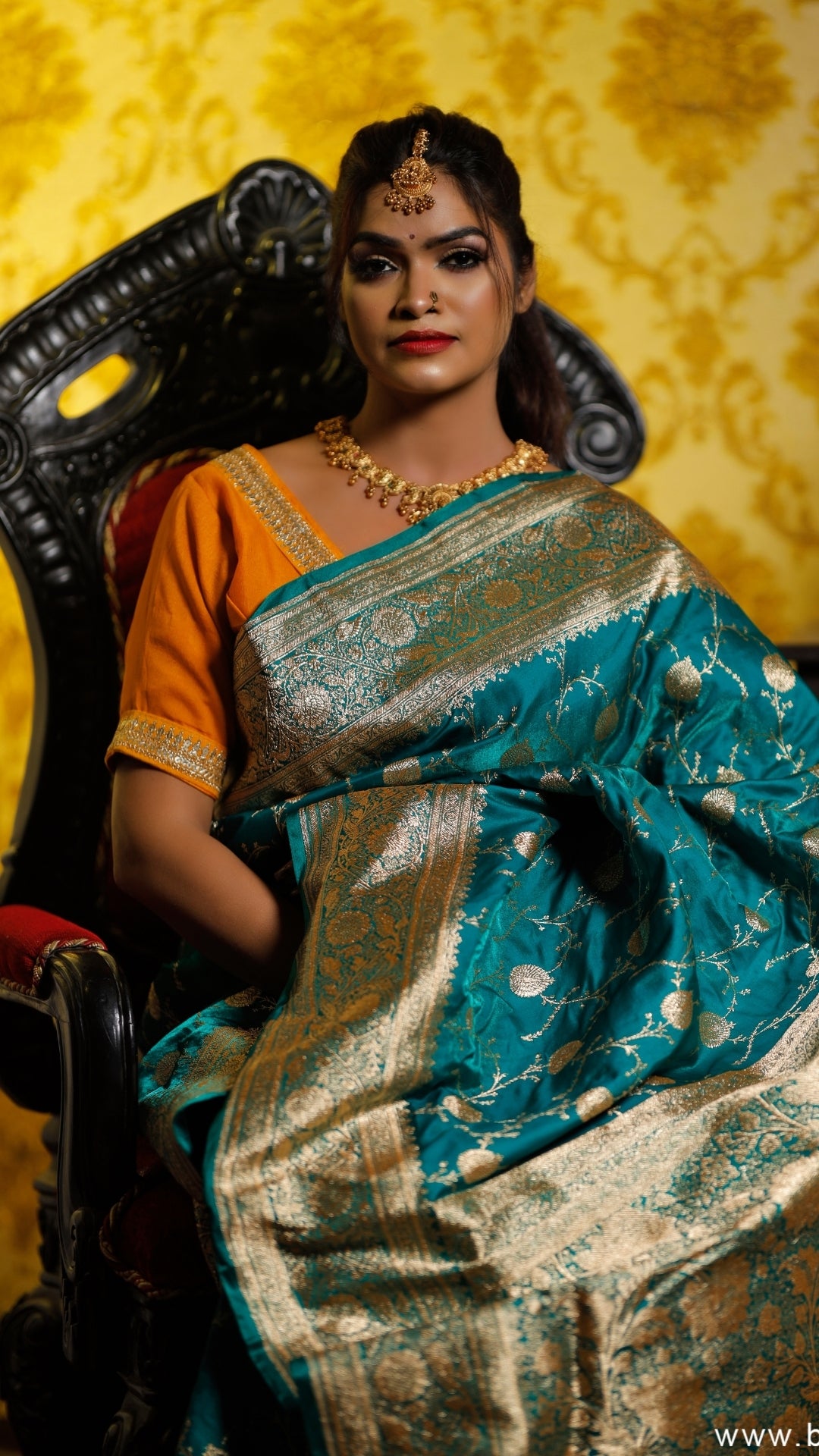 Amber Blue Katan Silk Dual Zari Banarasi Saree