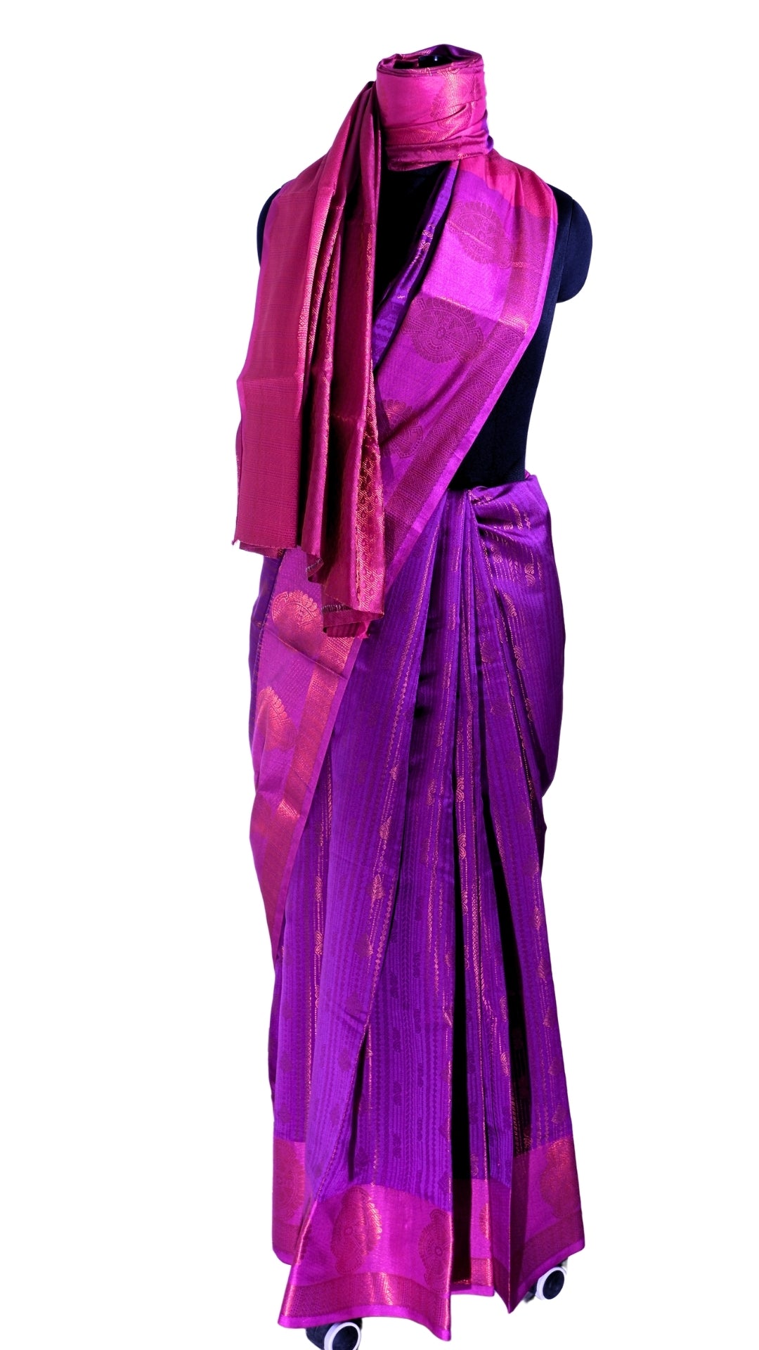 Purple Contrast Pure Banarasi Silk Saree