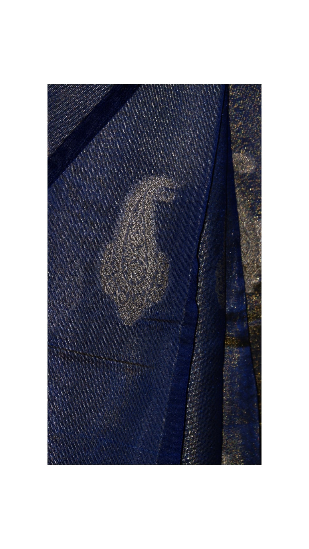 Navy Blue with Pink Contrast Banarasi Silk Saree