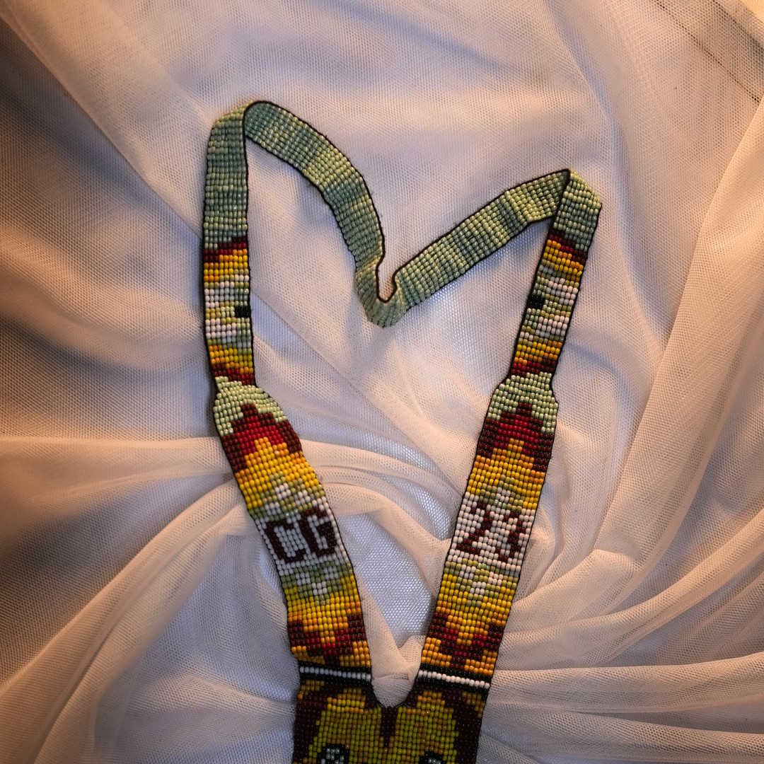 Regal Roar Boho Statement Necklace – Multicolor Woven Seed Beads & Lion Design