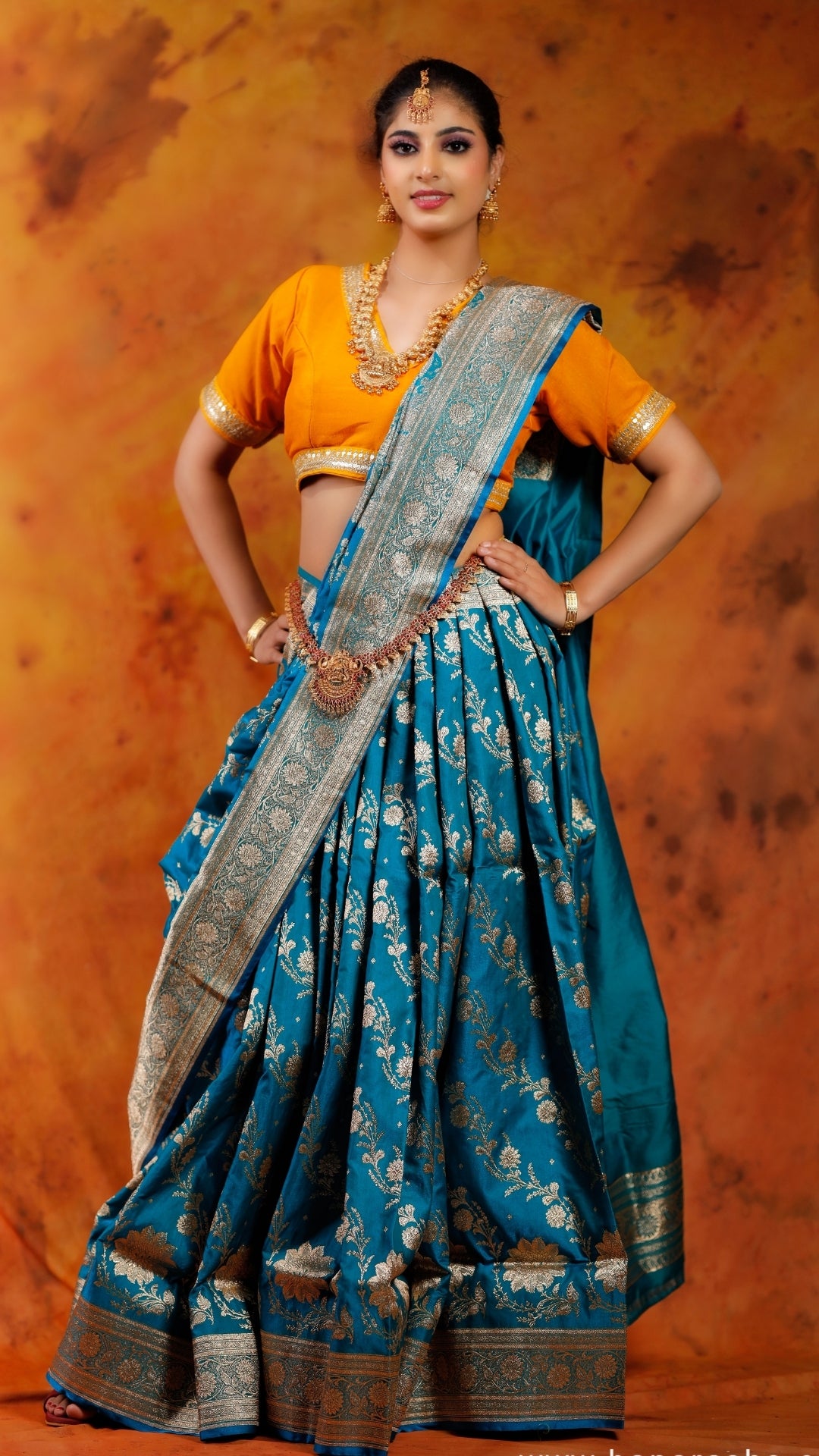 Blue Dual Silver Zari Pure Katan Silk Banarasi Saree