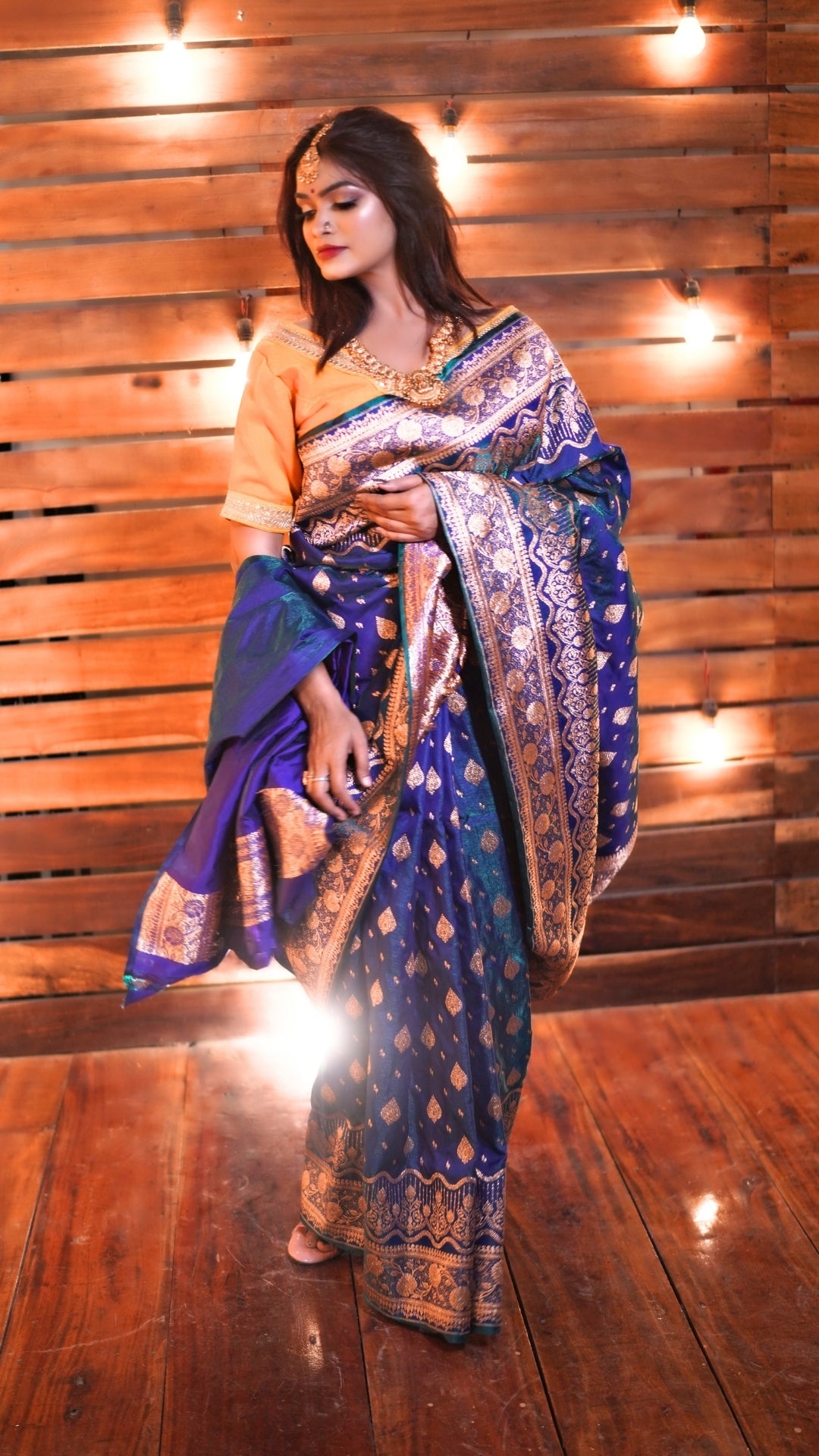 Blue with Silver Zari Brocade Pure Katan Silk Banarasi Saree