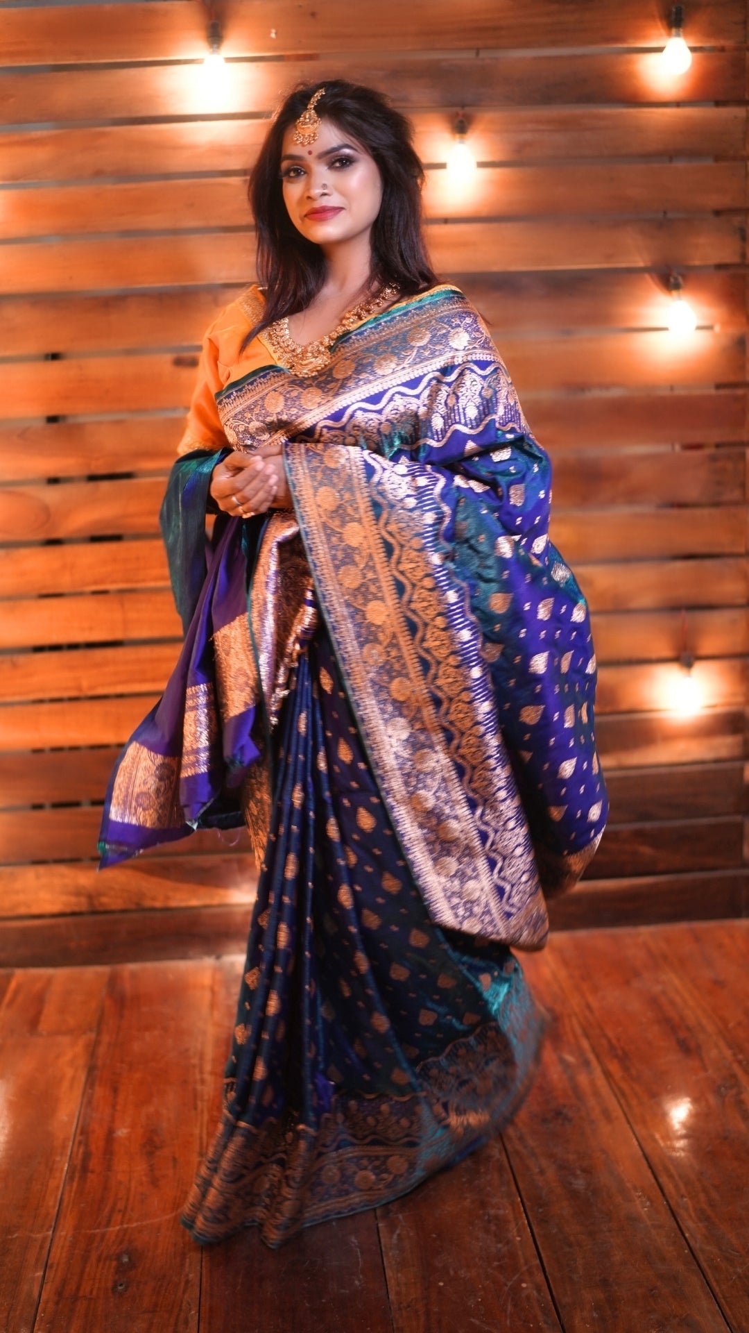Blue with Silver Zari Brocade Pure Katan Silk Banarasi Saree