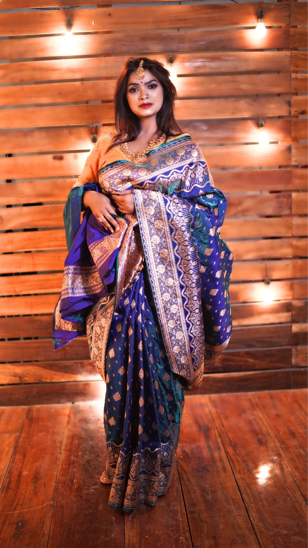 Blue with Silver Zari Brocade Pure Katan Silk Banarasi Saree