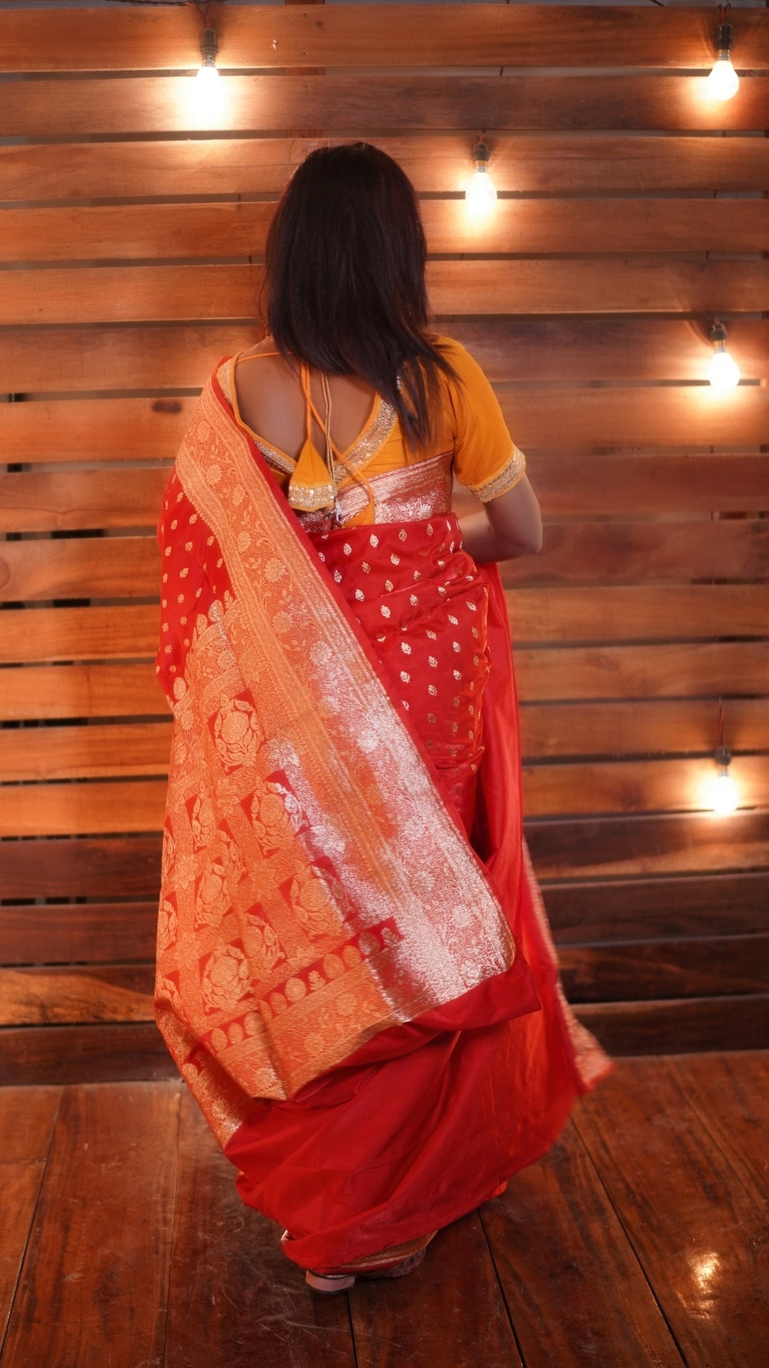 Classic Red Pure Katan Silk Banarasi Saree