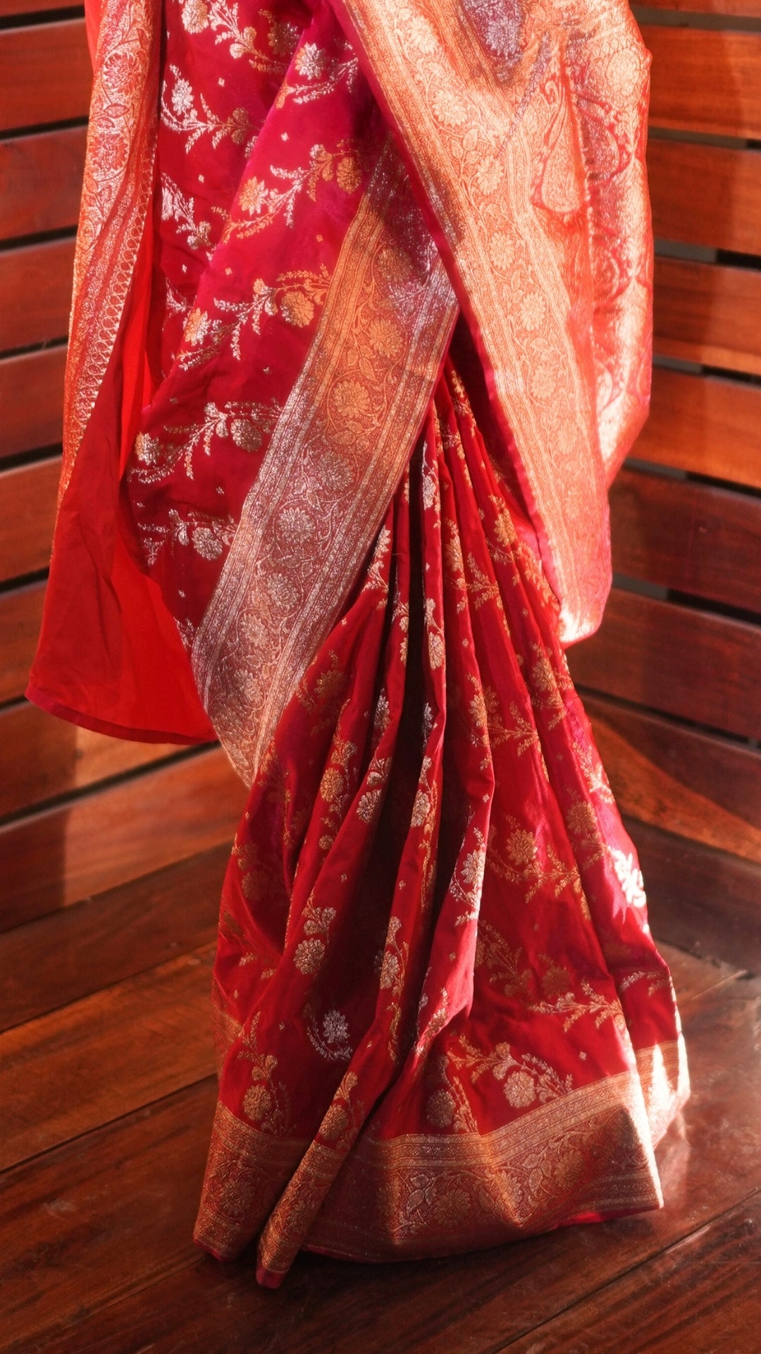 Red Royalty Pure Katan Silk Banarasi Saree