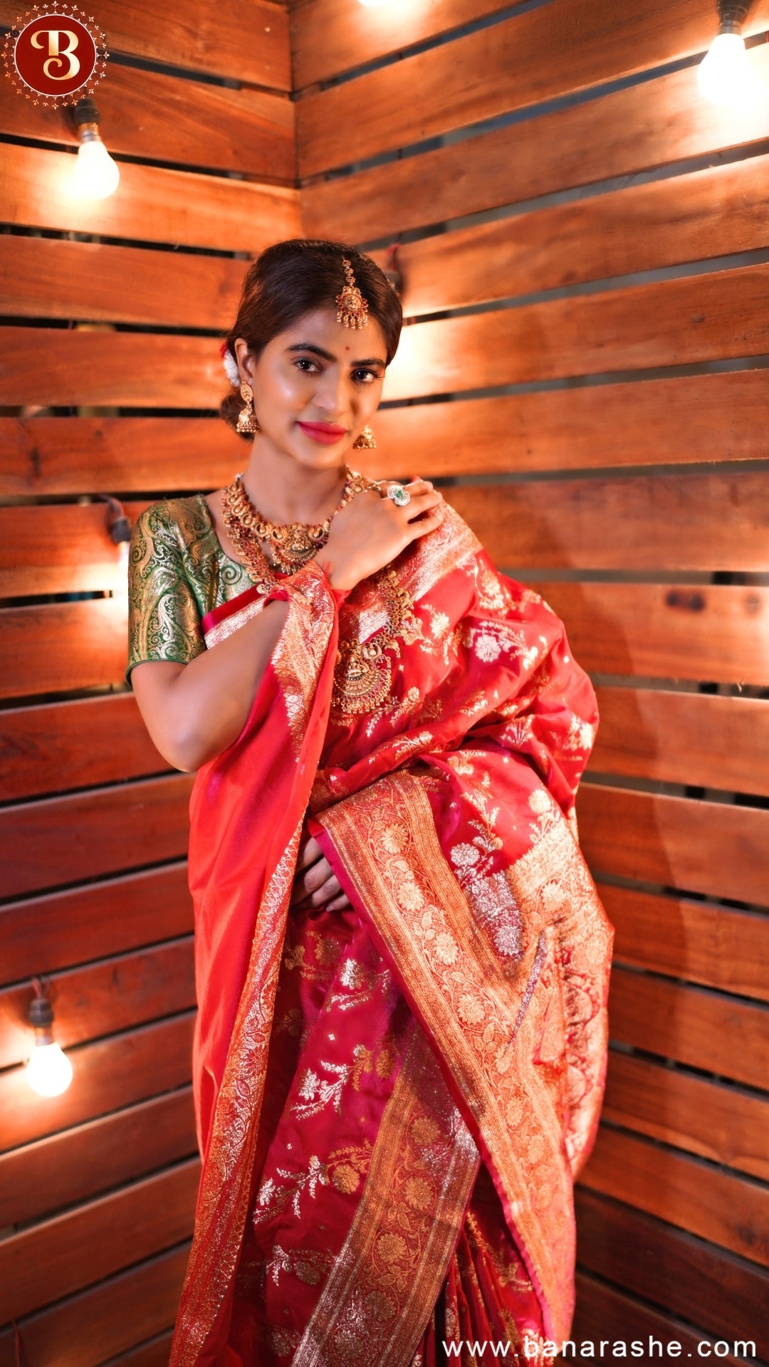 Red Royalty Pure Katan Silk Banarasi Saree