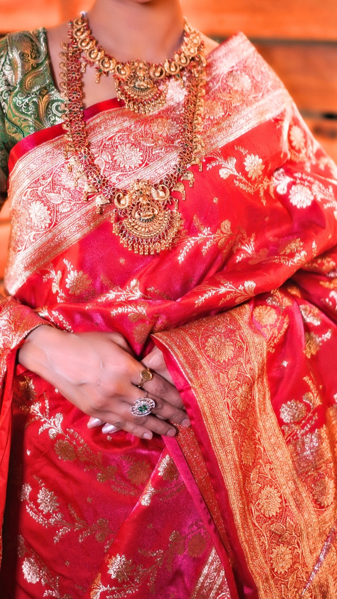 Red Royalty Pure Katan Silk Banarasi Saree