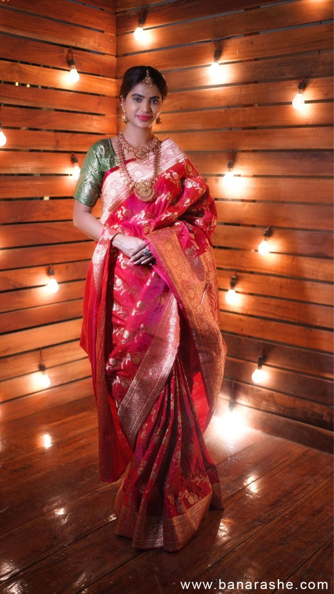 Red Royalty Pure Katan Silk Banarasi Saree