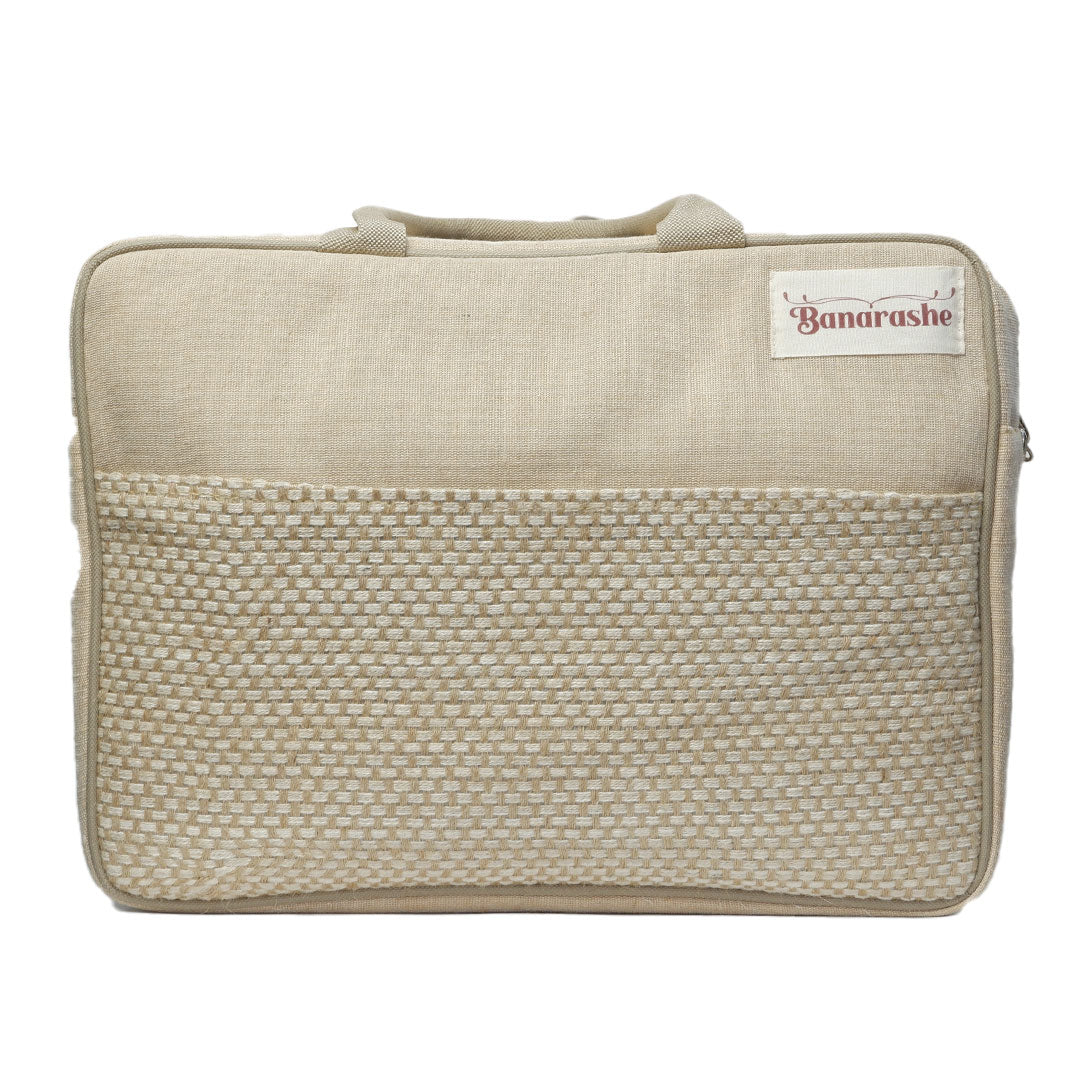 Eco Friendly Cream Jute Laptop Office Bag