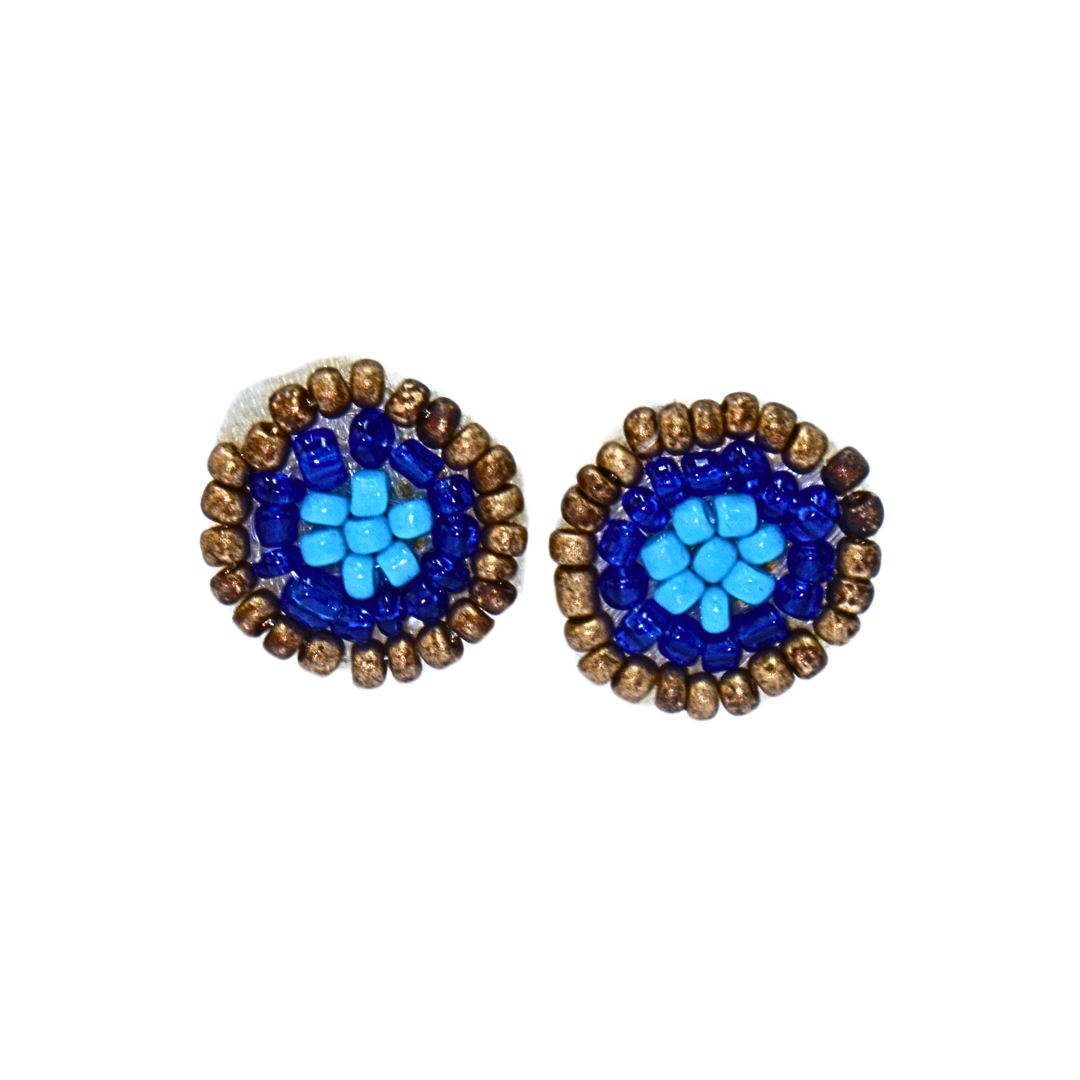 Earth & Sky – Crystal Stud Earrings Trio (Brown, Blue & Green)
