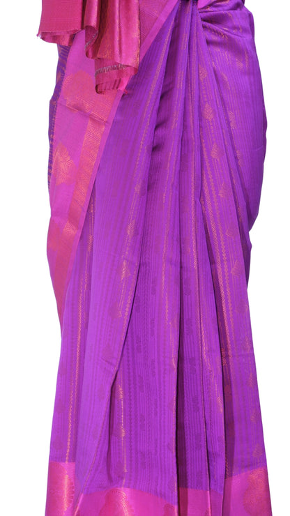 Purple Contrast Pure Banarasi Silk Saree