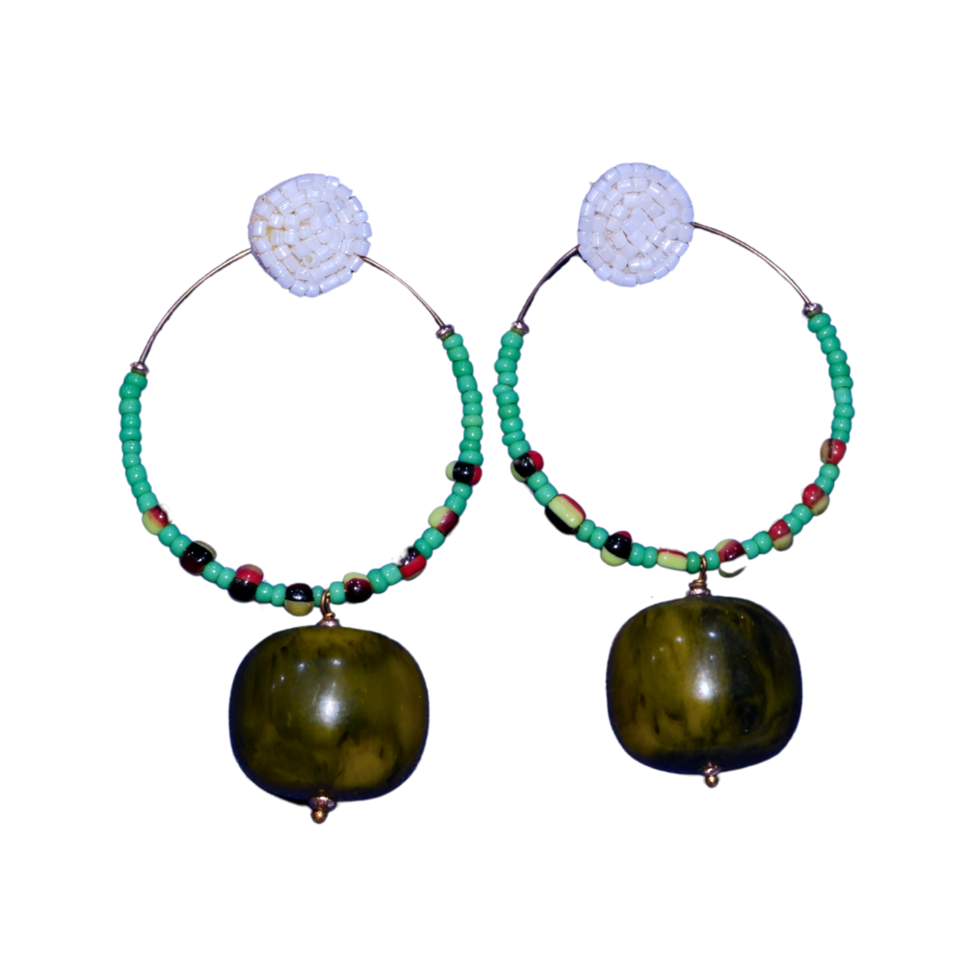 Parrot Charm Boho Earrings – Vibrant Green Seed Beads