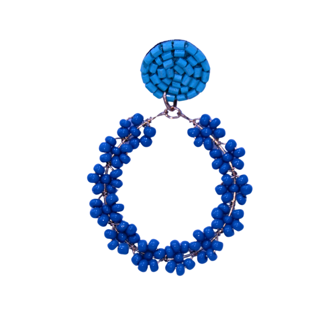 Blue Bloom Boho Earrings – Floral Bling with Top Accent