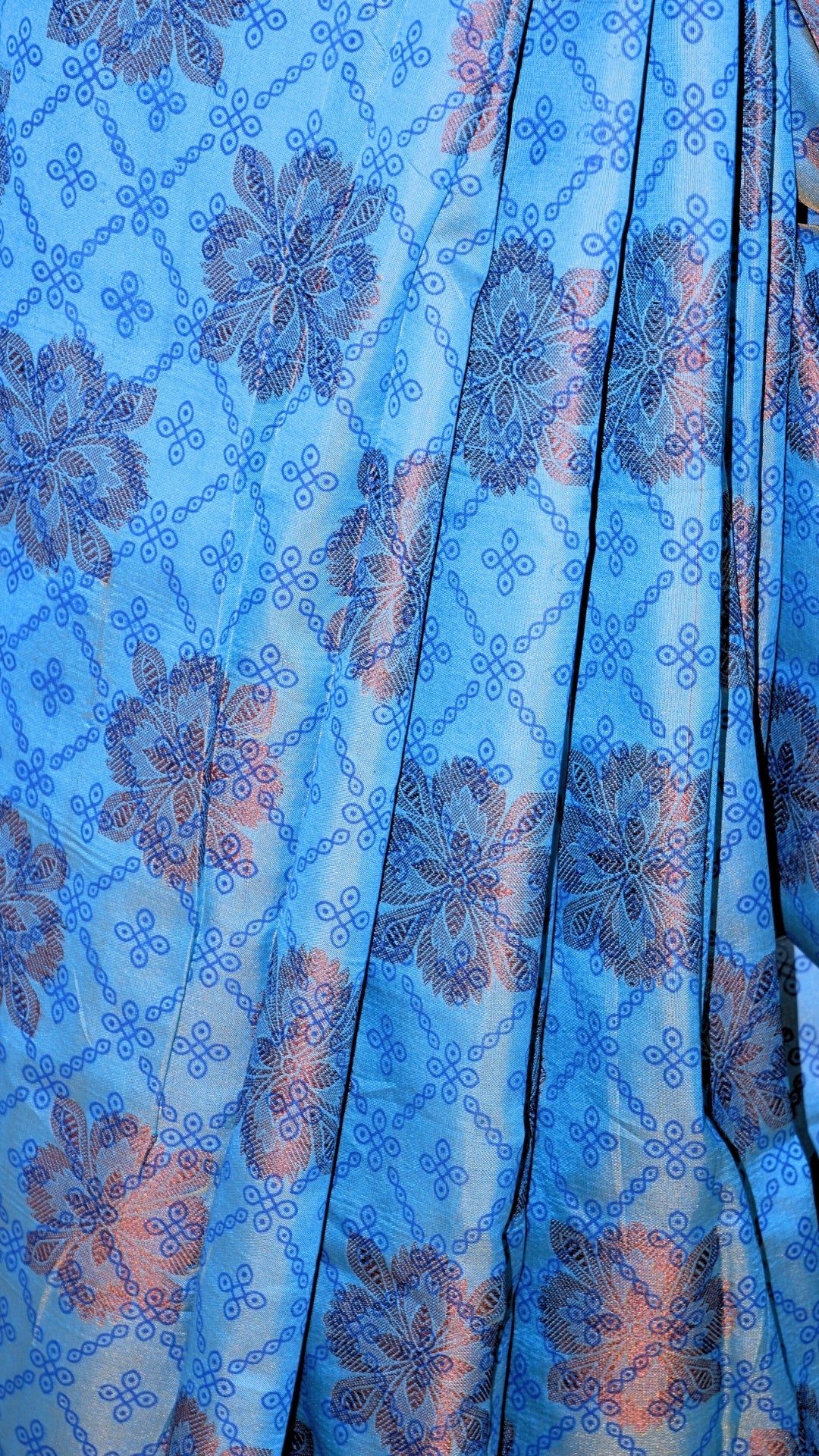 Blue Banarasi Silk Saree with Contrast Blouse