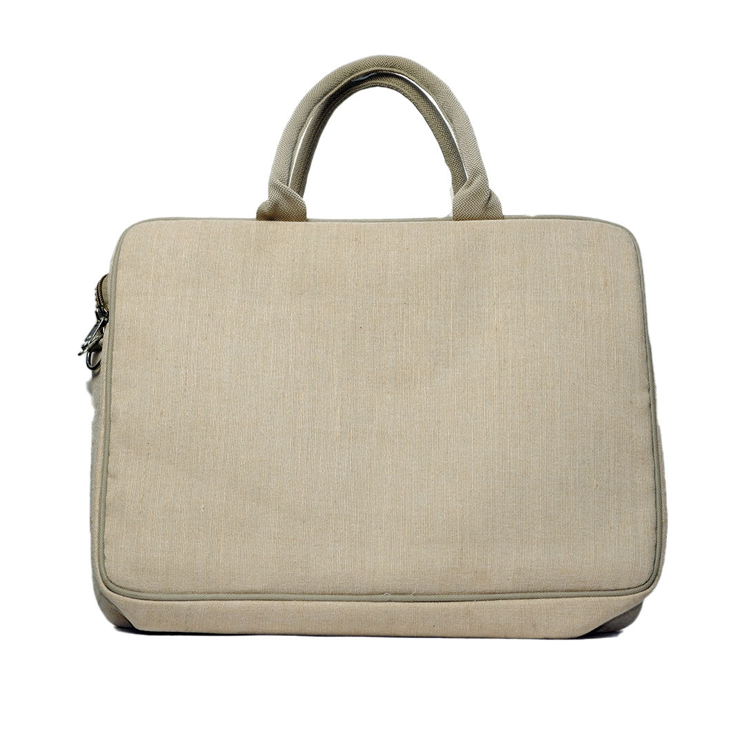 Eco Friendly Cream Jute Laptop Office Bag