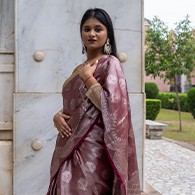 Floral Woven Banarasi Saree with Contrast Border