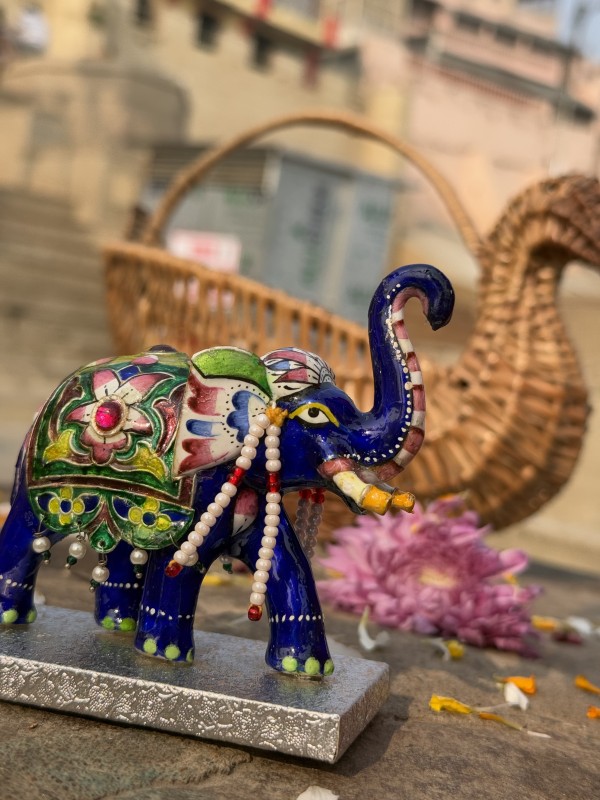 nangi haathi | elephant | meenakari haarhi | blue | rajvaaadi |