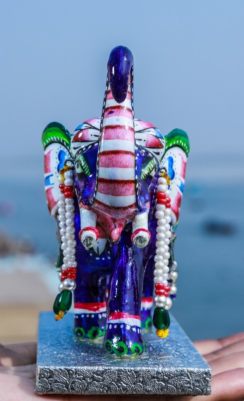 nangi haathi | elephant | meenakari haarhi | blue