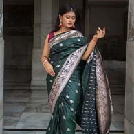 Women's Kanjivaram Soft Cotton Linen Silk Saree With Unstitched Blouse Piece