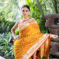 Banarashe Saree | Pure Cotton Saree in Dark Golden