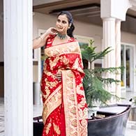 Banarashe Saree | Pure Cotton Saree in Matte Red