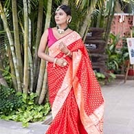 Banarashe Saree |  Pure Cotton Saree – Orange and Red